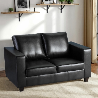 Tracy 2 seater sofa black faux leather 