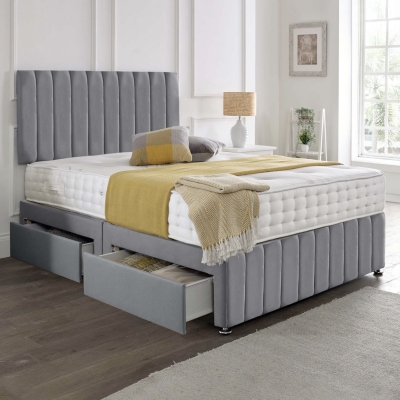 lined divan 2 drawer grey