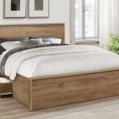 Shona 2 drawer wooden bed rustic oak effect 