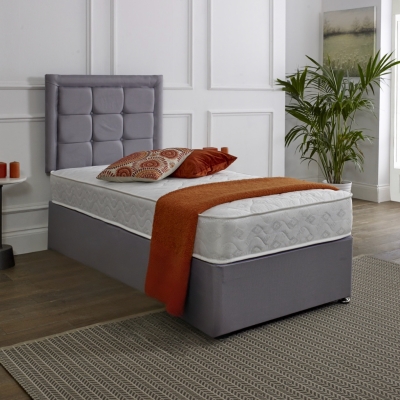 cubed lined headboard and divan 