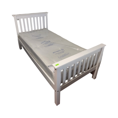 wooden bed high footed and Roma mattress 