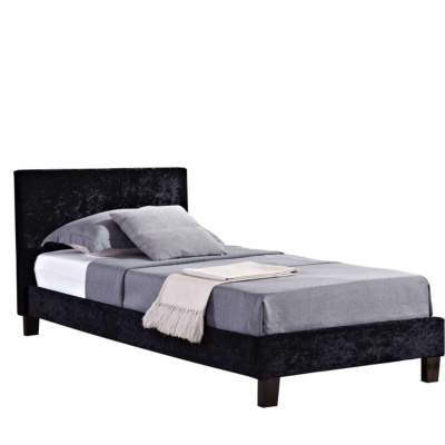 4ft 6 BERLIN FABRIC BED BLACK CRUSHED VELVET