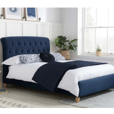 4ft 6 BROMPTON BED MIDNIGHT BLUE