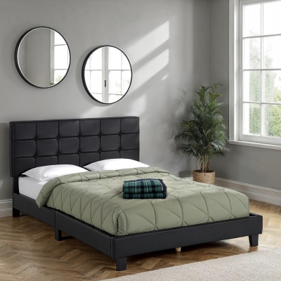 Aaron 4ft6 bed black faux leather 