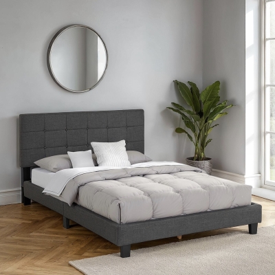 Aaron 4ft6 bed grey fabric 