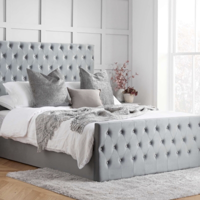 Chesterfield ottoman bed grey 