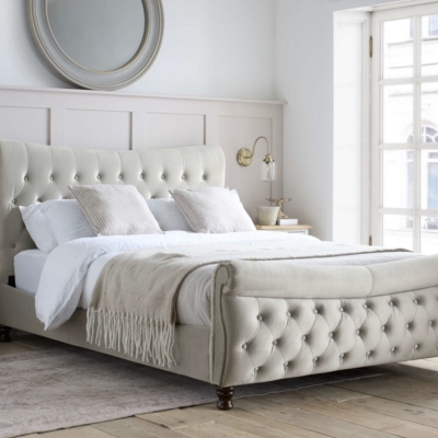 Cobden sleigh bed warm stone 
