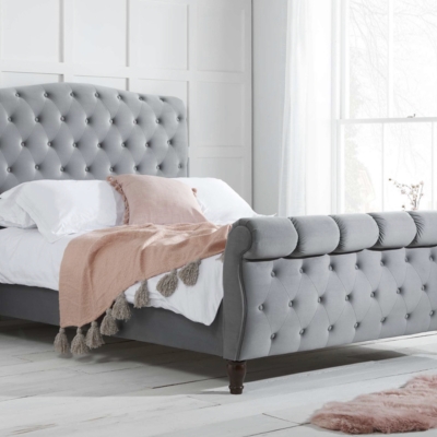 Conquer sleigh bed grey 