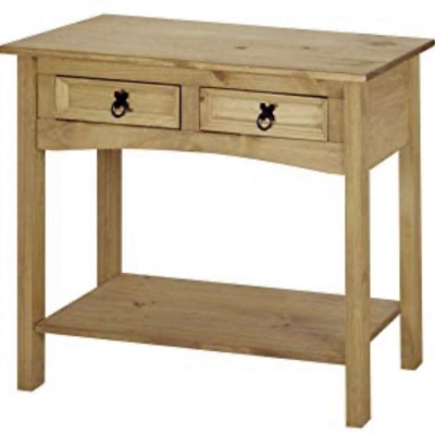 Corona 2 drawer console table with shelf 