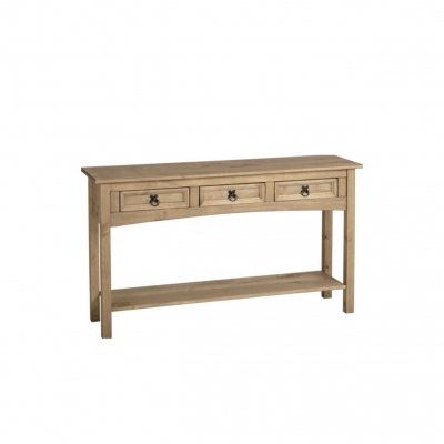 Corona 3 drawer console table with shelf 