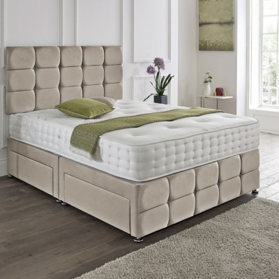 cubed divan 2 drawers creme 