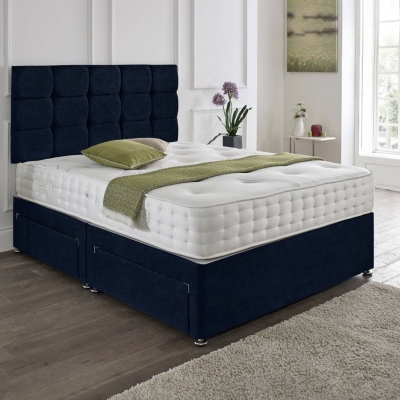 cubed headboard and divan 2 drawers black 