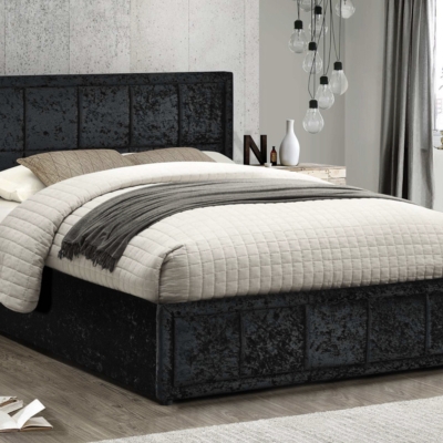 Cubed ottoman bed black crushed velvet 