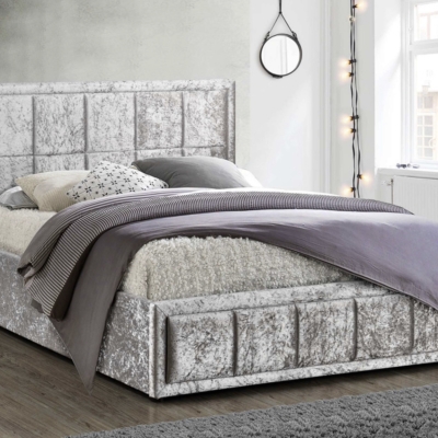 Cubed ottoman bed crushed velvet grey 