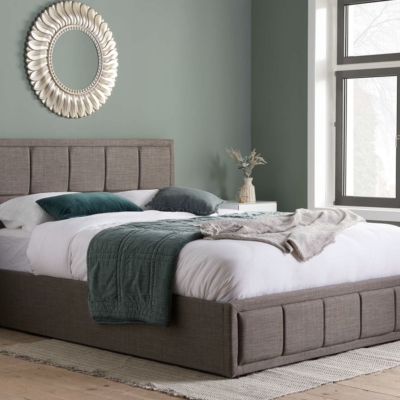 Cubed ottoman bed grey fabric 