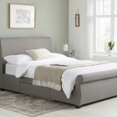 flat sleigh bed with drawers 