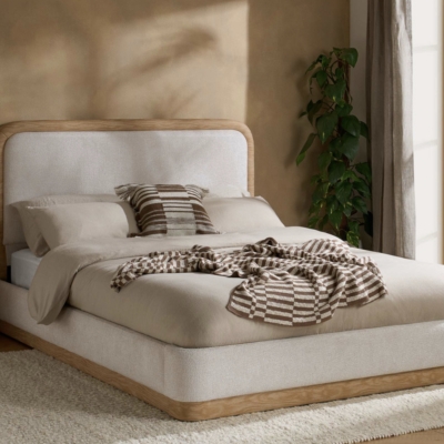 Gina fabric and wooden bed 