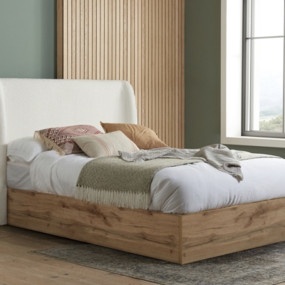 Half and half ottoman bed white and oak 
