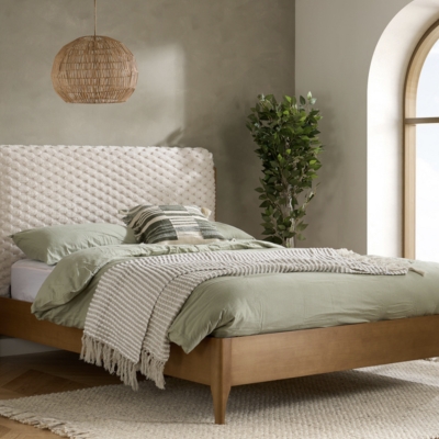 hari fabric and wooden bed 
