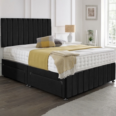 lined divan 2 drawer black 