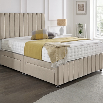 lined divan 2 drawer cream 