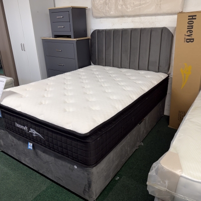 Lined headboard and divan 