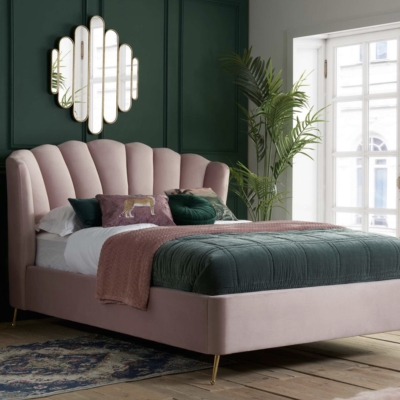 Lined legged ottoman bed pink 