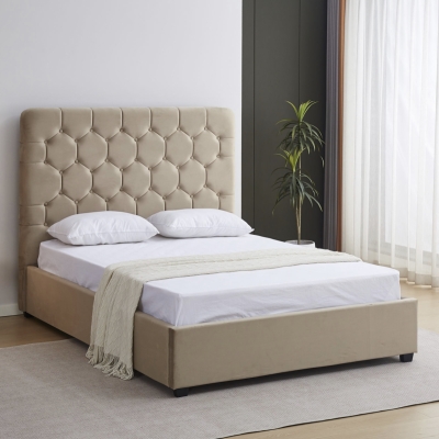 Madison 5' Bed Fawn soft velvet 