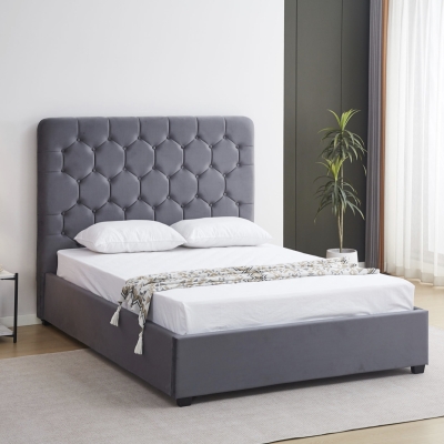 Madison 5' Bed Soft velvet grey 