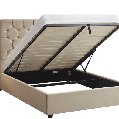 Madison Ottoman 4'6" Bed Fawn soft velvet 