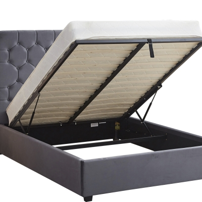 Madison Ottoman 4'6" Bed Grey soft velvet 