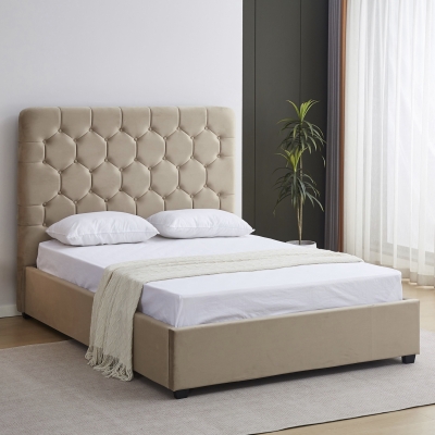 Madison Ottoman Bed Fawn soft velvet 