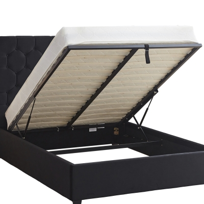 Madison Ottoman 4'6" Bed black soft velvet 