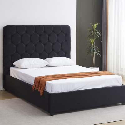 Madison Ottoman Bed black soft velvet 