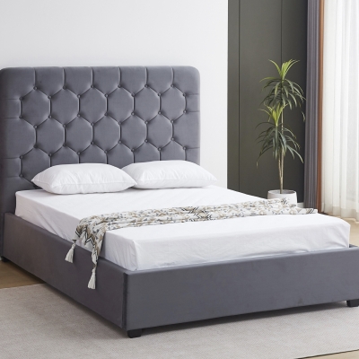 Madison Ottoman bed grey soft velvet 