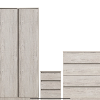 Malvern 2 door wardrobe set urban snow 