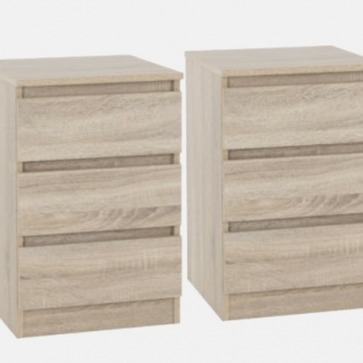 Malvern 3 drawer bedside (pair)