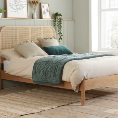 Margaret oak and rattan bed