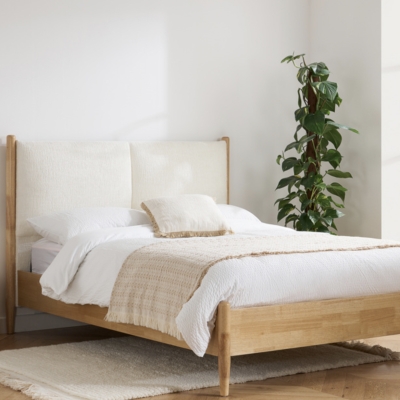 Marley fabric and oak bed 