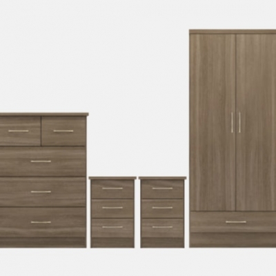 Nevada 2 door 1 drawer wardrobe bedroom set