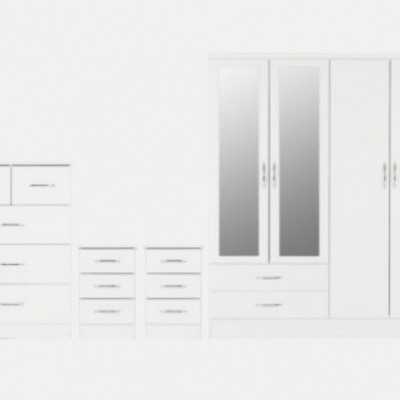 Nevada 4 door 2 Drawer Mirrored Wardrobe bedroom set