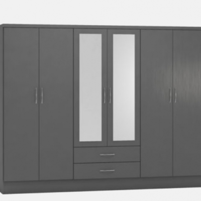 Nevada 6 door 2 drawer mirrored wardrobe 