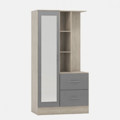 Nevada mirrored open shelf wardrobe 