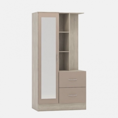 Nevada mirrored open shelf wardrobe 