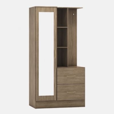 Nevada mirrored open shelf wardrobe 