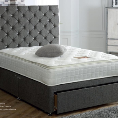 Pillow top mattress and deluxe end drawer base 