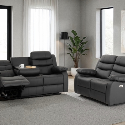 Ronan 3+2 electric reclining chairs grey 