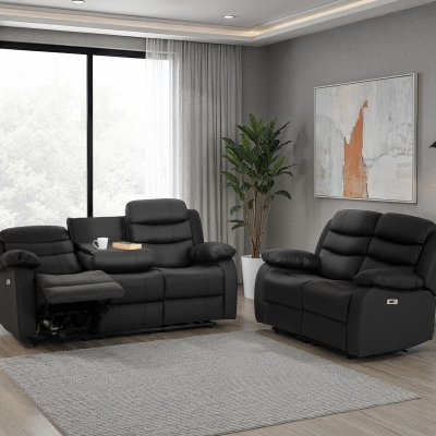 Ronan 3+2 electric reclining chairs black 