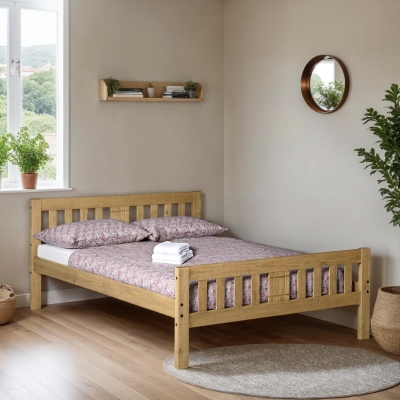Ryan wooden Bed distressed waxed pine
