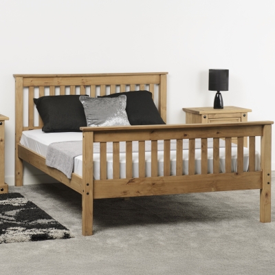 shark wooden bed distressed pine high footed 
